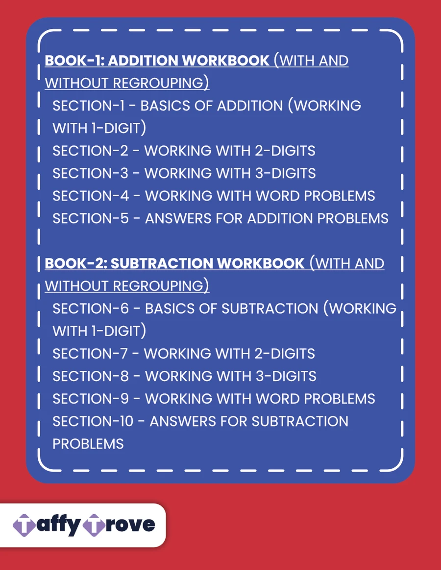 Addition and Subtraction Workbook - Back Cover